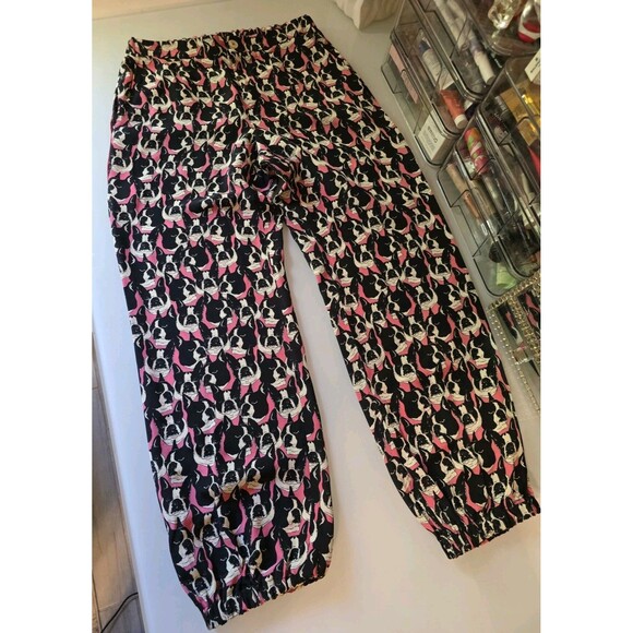GUCCI Silk French Bulldog Pants Women's size EU 38, US MEDIUM, Pink Multicolor